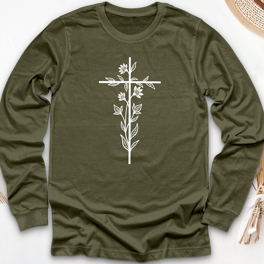 Floral Cross Long Sleeve Tee